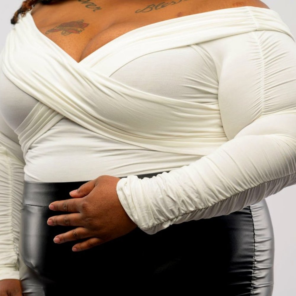 Plus size cross me Bodysuit